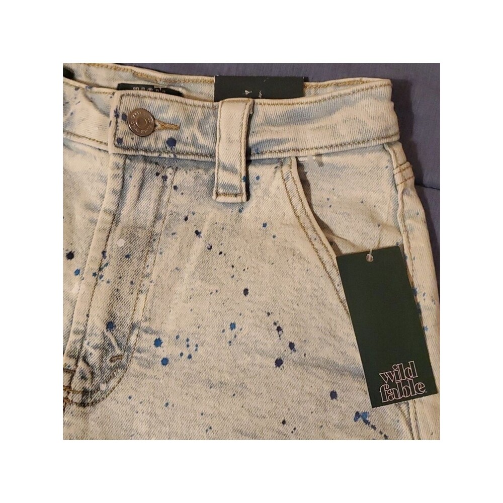 Wild Fable Shorts Womens Size 0 Light Blue Carpenter Art Splatter Paint - Picture 8 of 16